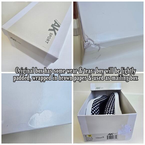 Polka Dot Loafers AK Sport Over The Top Size 8 Navy Blue White Slip On Sneakers - Picture 10 of 14